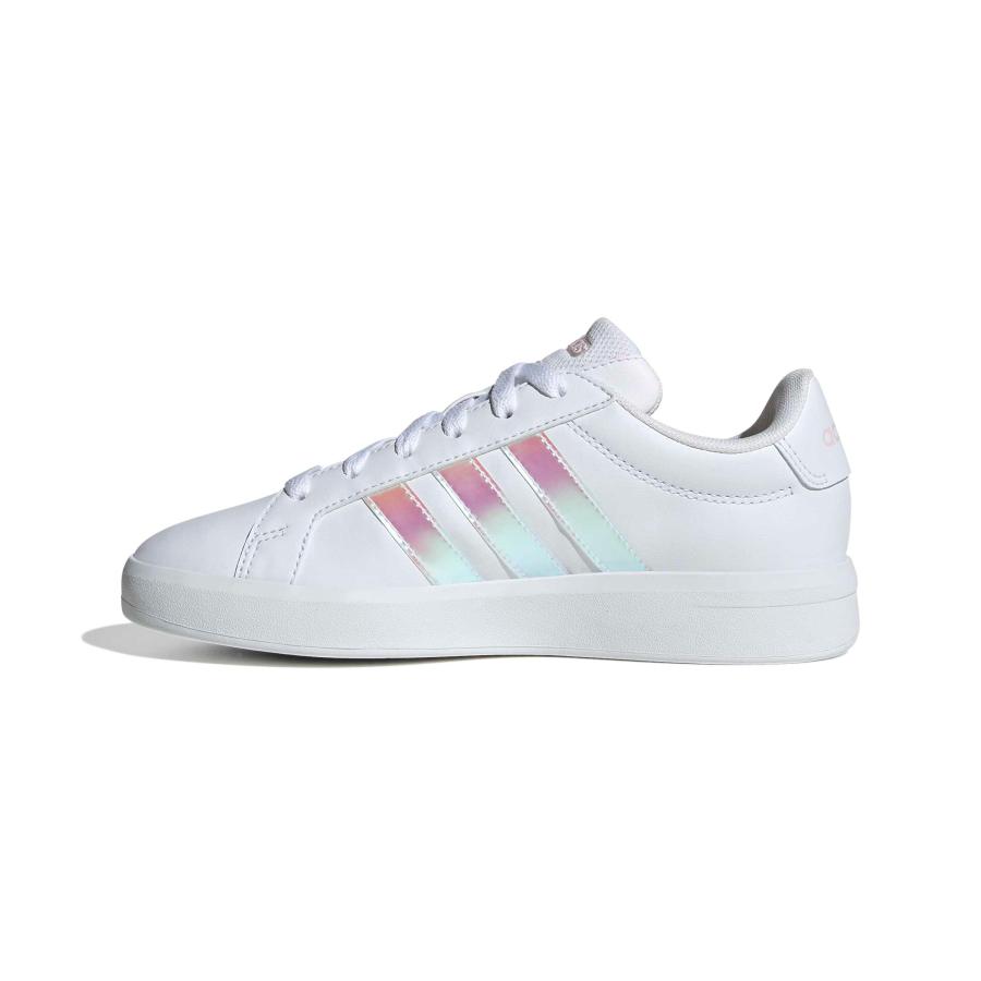 2026春夏新作 アディダス レディース スニーカー adidas GRAND COURT 3.0 J グランドコート ローカット シューズ 靴 ホワイト 白 玉虫色 オーロラ JQ1978の画像