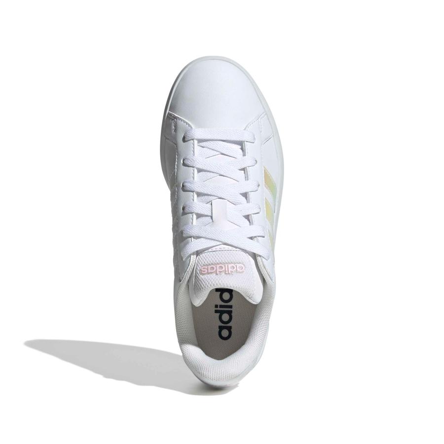 2026春夏新作 アディダス レディース スニーカー adidas GRAND COURT 3.0 J グランドコート ローカット シューズ 靴 ホワイト 白 玉虫色 オーロラ JQ1978の画像