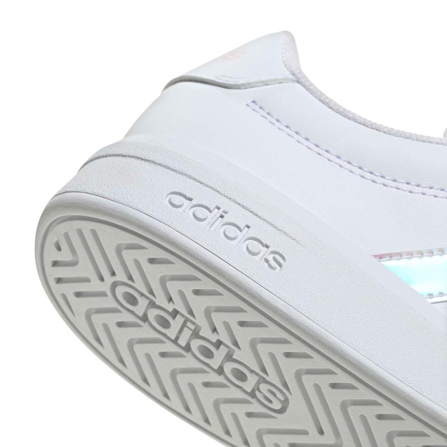 2026春夏新作 アディダス レディース スニーカー adidas GRAND COURT 3.0 J グランドコート ローカット シューズ 靴 ホワイト 白 玉虫色 オーロラ JQ1978の画像