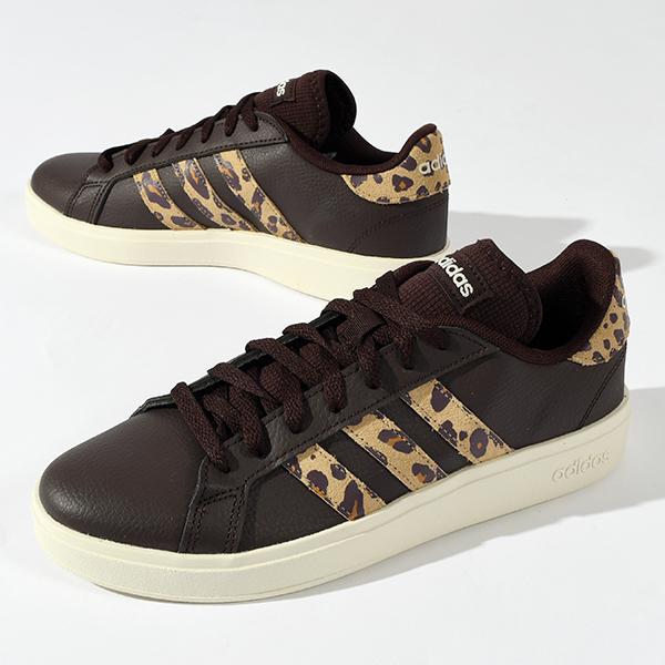 adidas ヒョウ柄 アディダス レディース スニーカー GRANDCOURT BASE