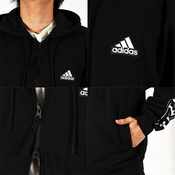 adidasアディダスフルジップフーディーパーカーM黒ブラックロゴ adidas（アディダス） 30%off メンズ レディース パーカー adidas M