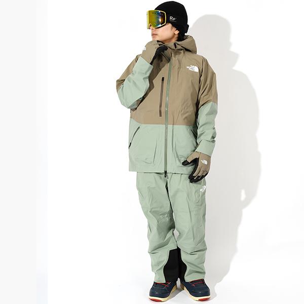 ノースフェイス メンズ 高機能 GORE-TEX スノーボード ウェア THE NORTH FACE レイバック ビブパンツ ワイドシルエット スレートモス ns62511 2025-2026冬新作の画像