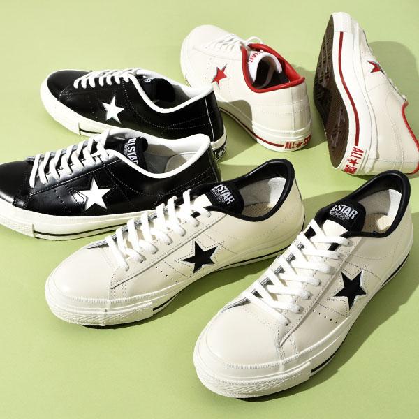 ワンスター J コンバース CONVERSE ONE STAR J レザー スニーカー メンズ MADE IN JAPAN 日本製 白 黒 赤 ホワイト ブラック レッド CONVERSE ワンスター ONE STAR IN ホワイト ブラック レッド