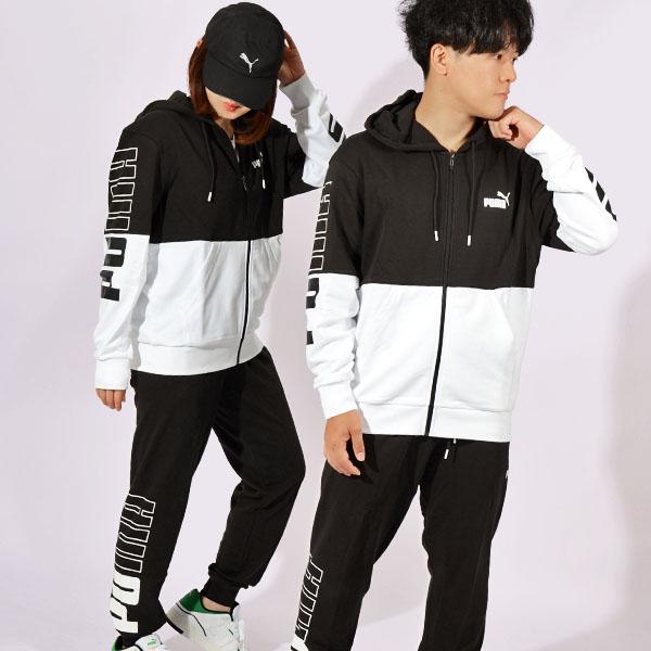 30%off プーマ スウェット パーカー ロングパンツ 上下セット PUMA POWER カラーブロック フーデッドジャケット TR 裏毛 678487 678488｜elephant｜21