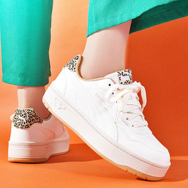 PUMA（プーマ） ヒョウ柄 厚底 レディース スニーカー コート ラリー