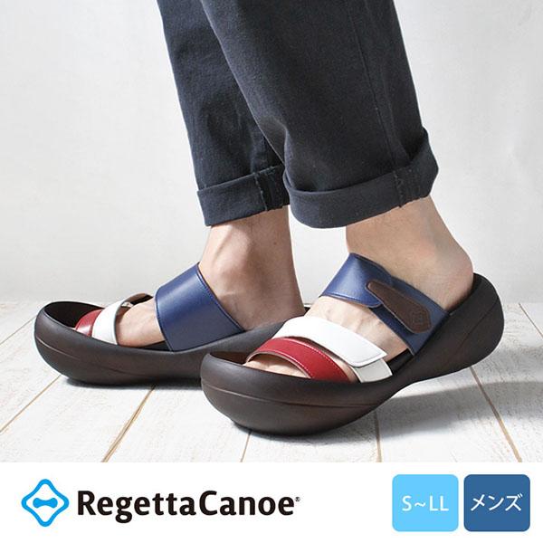 リゲッタカヌー メンズ サンダル 3.5cmヒール Regetta Canoe スリーストラップサンダル トリコロール ビッグフット ベルクロ 日本製 CJBF5138A｜elephant｜07