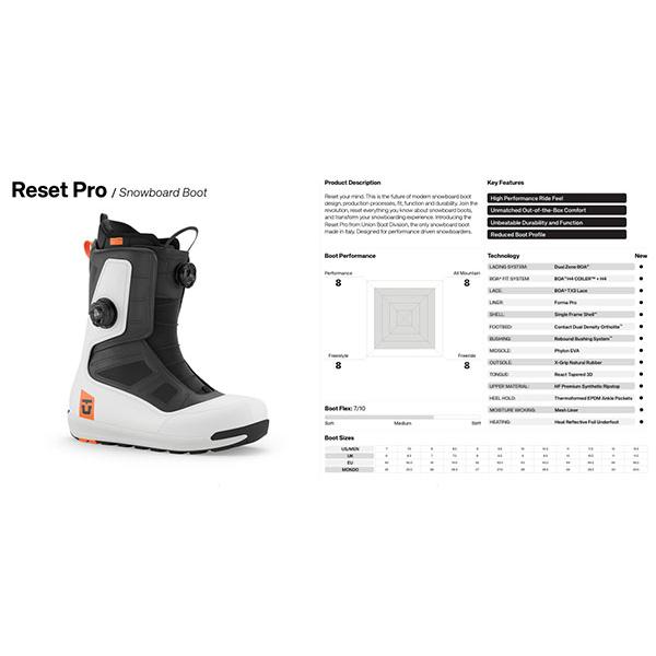 UNION ユニオン スノーボード ブーツ RESET PRO リセット プロ メンズ スノボ デュアルボア ダブルボア 2025-2026冬新作 | UNION BINDING | 19
