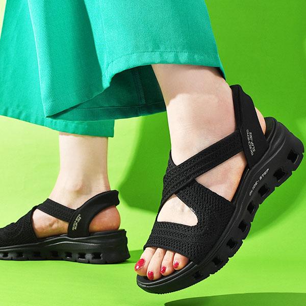 手を使わずにスッと履ける スケッチャーズ サンダル レディース SKECHERS スリップインズ グリッド ステップ プロ スポーツサンダル 119557の画像