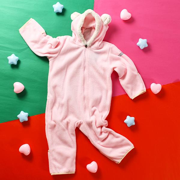 値下げ★Konny　クマみみテディフリースロンパース　　18M(75-80cm) Columbia（コロンビア） 可愛い クマ耳 カバーオール フリース