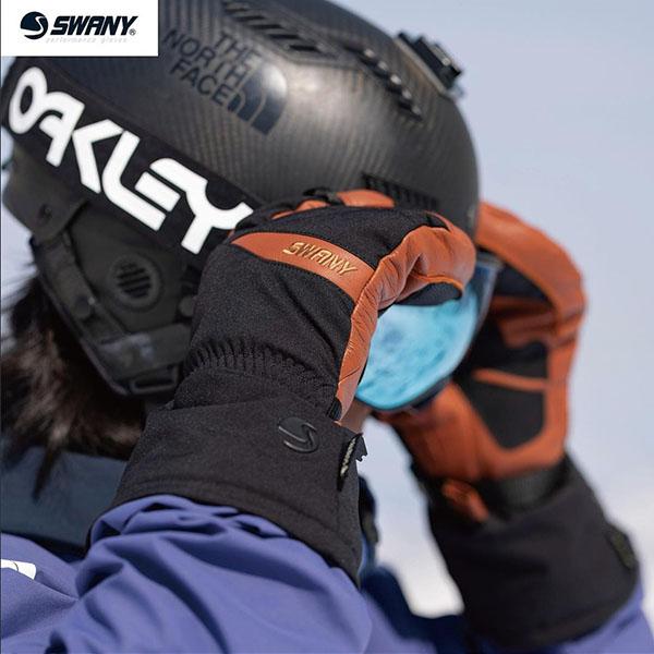 新品未使用25-26 SWANY Air Light メンズM ゴアテックス ラスト1点 Mサイズ ブラウン レザーオーバーグローブ SWANY スワニー