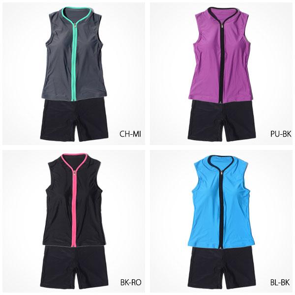 フィットネス 水着 上下 セット レディース セパレート フロントジップ