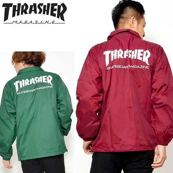 コーチジャケット THRASHER スラッシャー メンズ ロゴ ナイロンジャケット スケボー スケートボード スノーボード 定番