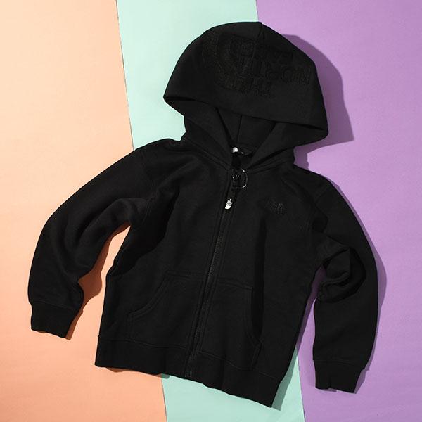 ノースフェイス キッズ 裏起毛 スウェット パーカー 子供 THE NORTH FACE リアビュー フルジップ フーディー フードロゴ NTT62560の画像