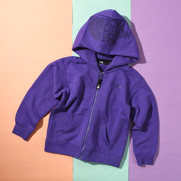 ノースフェイス キッズ 裏起毛 スウェット パーカー 子供 THE NORTH FACE リアビュー フルジップ フーディー フードロゴ NTT62560の画像