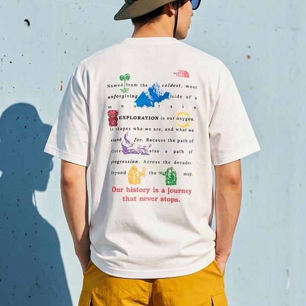 爆買 注目デザイン 2026春夏新作 ネコポス発送！ ノースフェイス 半袖Tシャツ メンズ レディース バックプリント THE NORTH FACE ジャーニー ヒストリー NT32643の画像
