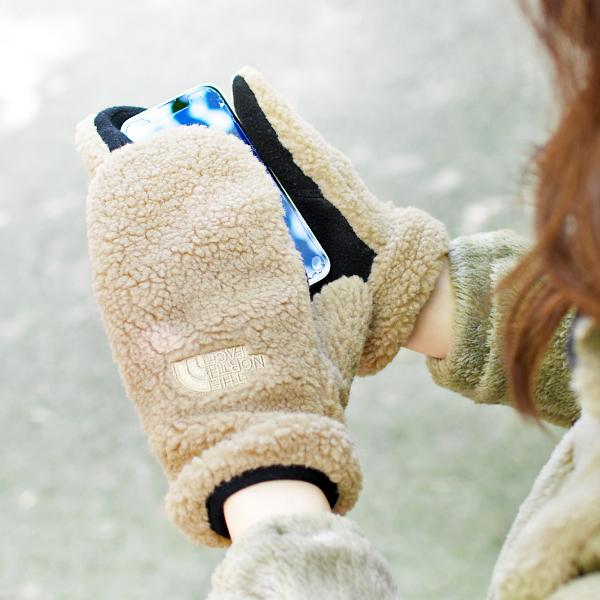 THE NORTH FACE ベージュ ナイロン ミトン 手袋 THE NORTH FACE（ザ ノースフェイス） ノースフェイス タッチパネル