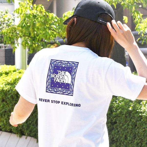 ネコポス発送！送料無料 2026春夏新色 ノースフェイス バンダナ柄 半袖Tシャツ レディース 吸汗速乾 THE NORTH FACE スクエア ロゴ NTW32446の画像