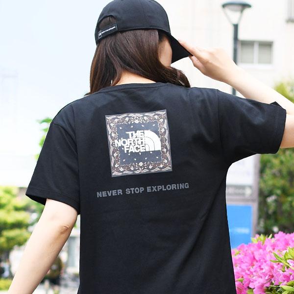 ネコポス発送！送料無料 2026春夏新色 ノースフェイス バンダナ柄 半袖Tシャツ レディース 吸汗速乾 THE NORTH FACE スクエア ロゴ NTW32446の画像