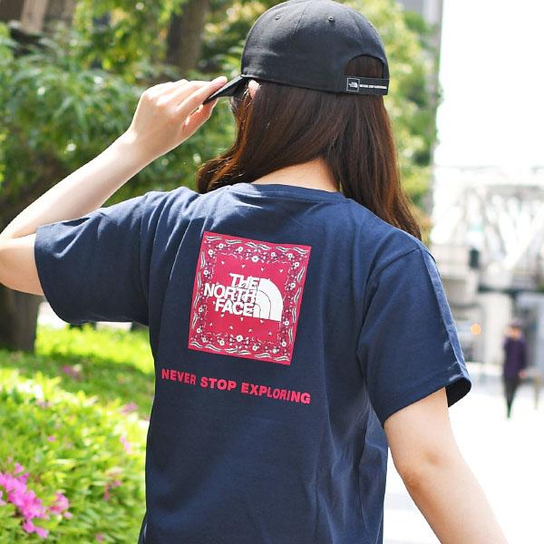 ネコポス発送！送料無料 2026春夏新色 ノースフェイス バンダナ柄 半袖Tシャツ レディース 吸汗速乾 THE NORTH FACE スクエア ロゴ NTW32446の画像