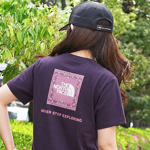 ネコポス発送！送料無料 2026春夏新色 ノースフェイス バンダナ柄 半袖Tシャツ レディース 吸汗速乾 THE NORTH FACE スクエア ロゴ NTW32446の画像