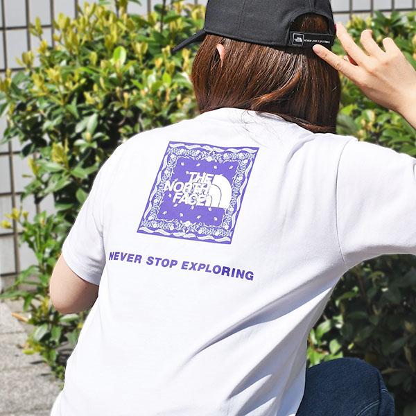 ネコポス発送！送料無料 2026春夏新色 ノースフェイス バンダナ柄 半袖Tシャツ レディース 吸汗速乾 THE NORTH FACE スクエア ロゴ NTW32446の画像