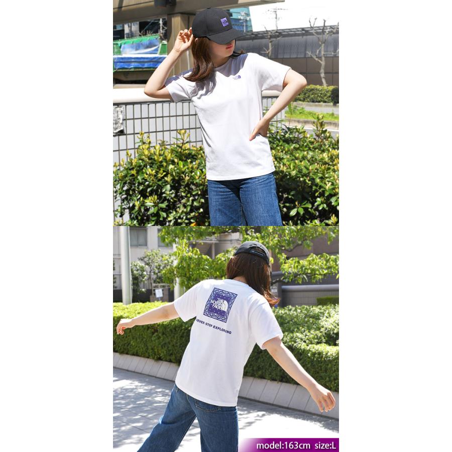 ネコポス発送！送料無料 2026春夏新色 ノースフェイス バンダナ柄 半袖Tシャツ レディース 吸汗速乾 THE NORTH FACE スクエア ロゴ NTW32446の画像