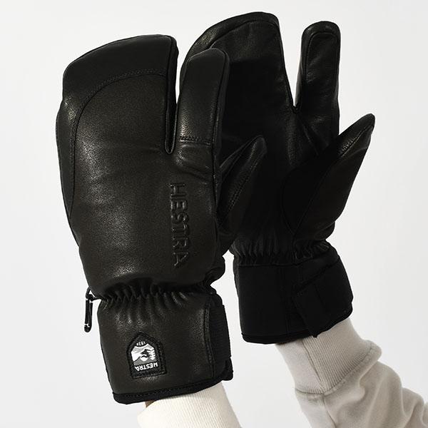 Hestra 1936 レザー ミトングローブ 黒 HESTRA（ヘストラ） レザーミトン Topo 3-Finger MITTEN メンズ ミトン