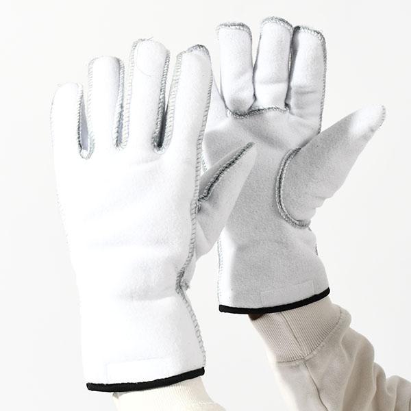 HESTRA スキーグローブ サイズ6 ホワイト/グレー　3フィンガー　ミトン HESTRA（ヘストラ） レザーミトン Topo 3-Finger MITTEN メンズ ミトン