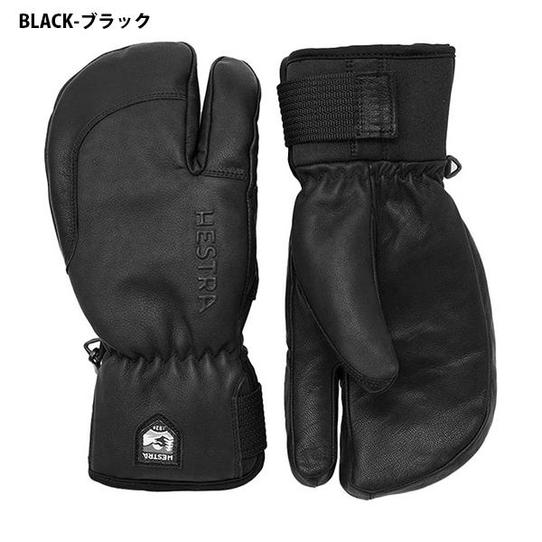 Hestraレザー ミトングローブ ブラック HESTRA（ヘストラ） レザーミトン Topo 3-Finger MITTEN メンズ ミトン