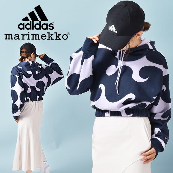 アディダス マリメッコ コラボ レディース ショート丈 パーカー adidas W MMK CROP HOODIE MARIMEKKO 裏起毛