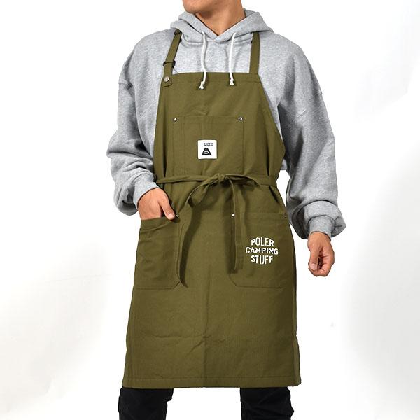ラスト1  POLeR ポーラー メンズ BBQエプロン Quilt Fabric 2WAY BBQ APRON バーベキュー 防寒 アウトドア キャンプ レディース 25%offの画像