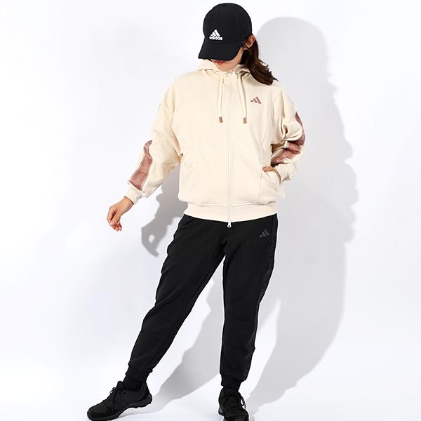 【ベージュ3】スウェット フルジップ フーディー (WOMENS) adidas（アディダス） 30%off レディース フルジップ パーカー adidas
