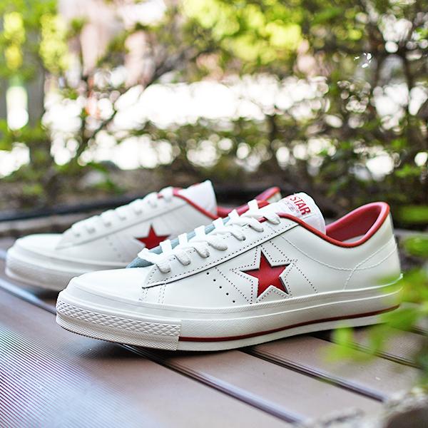 ホワイトレザー スニーカー レッドソール CONVERSE（コンバース） ワンスター レザー スニーカー メンズ MADE IN