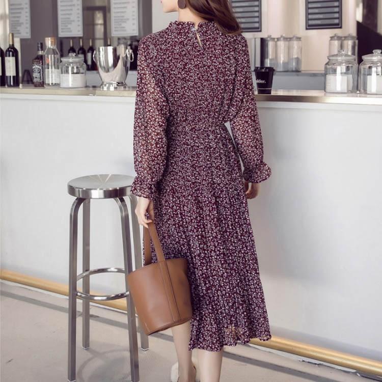 5サイズ 2色 長袖ワンピース 柄物 ワンピース 長袖 レディース シフォンワンピース 長袖シフォンワンピース 膝丈 ミディアム丈ワンピース 膝下 Caaa03 Elevenoneヤフー店 通販 Yahoo ショッピング