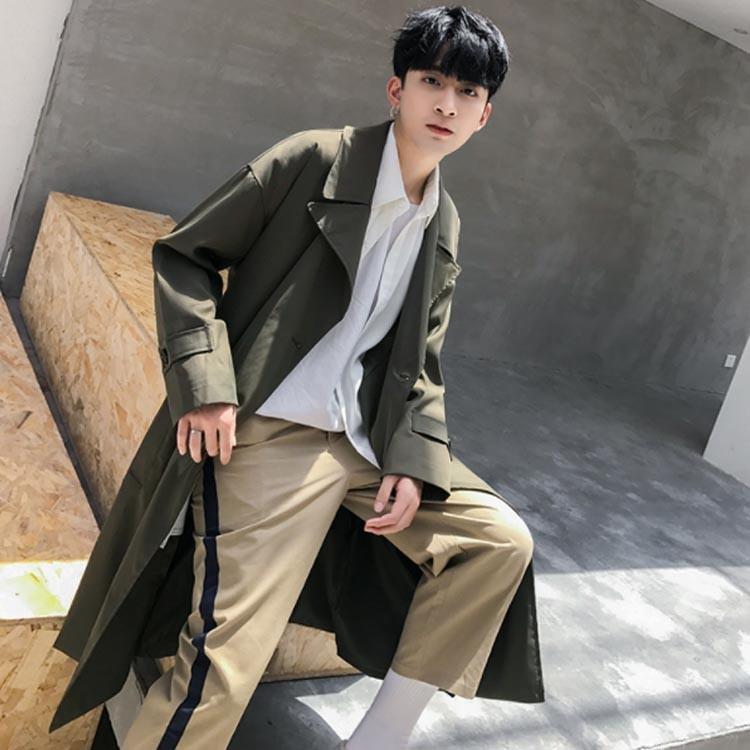 トレンチコート ロング丈 ロングコート 膝下 メンズ ビジネス カジュアル オーバーサイズ ゆったり 無地 通勤 ビックシルエット アウター ジャケ Caaa0786 Elevenoneヤフー店 通販 Yahoo ショッピング
