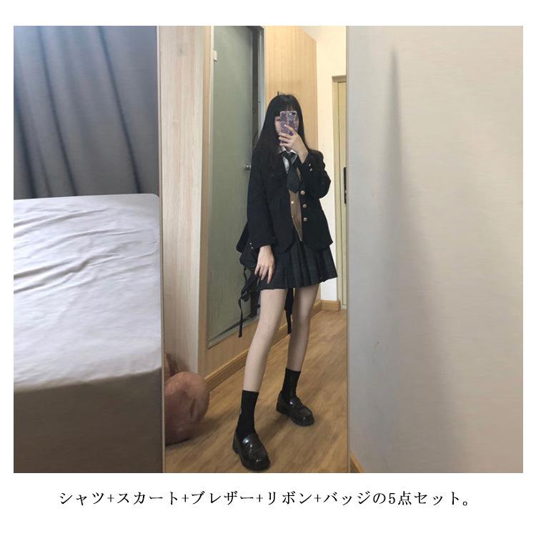 スカートスーツ 制服 女子高校生 5点セット バッジ コスチューム jk服