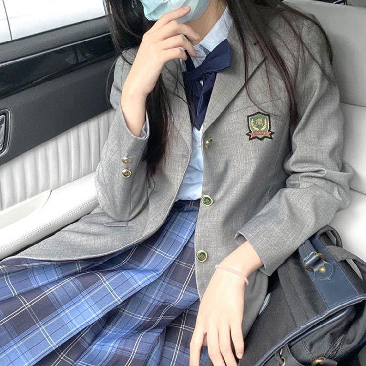スカートスーツ 制服 女子高校生 5点セット バッジ コスチューム jk服