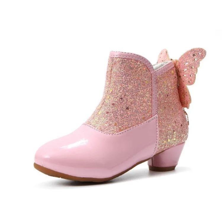 配送員設置送料無料 子供ブーツ 子ども シューズ ショートブーツ 不起毛 子供シューズ 秋冬 プリンセスブーツ キラキラ 裏起毛 2種類 バックリボン Bioma Project Eu