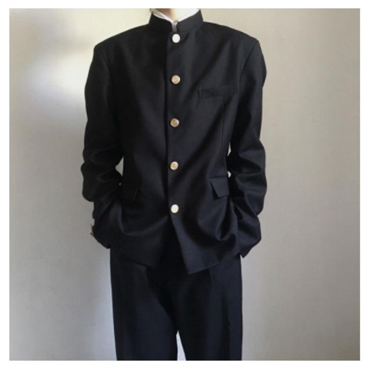 ジュニア メンズ 学ラン 学生服 上下セット 男子 ラウンド襟 上着 入学