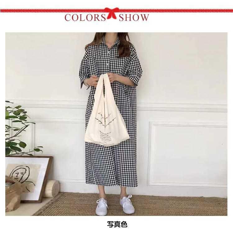 シャツワンピース チェック柄 抜け感 薄手 春夏 レディース ブラック