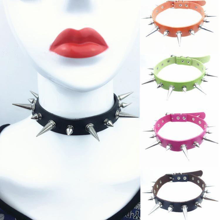 チョーカー メンズ 首輪 サイズ調整可能 スタッズ トゲトゲ レザー調