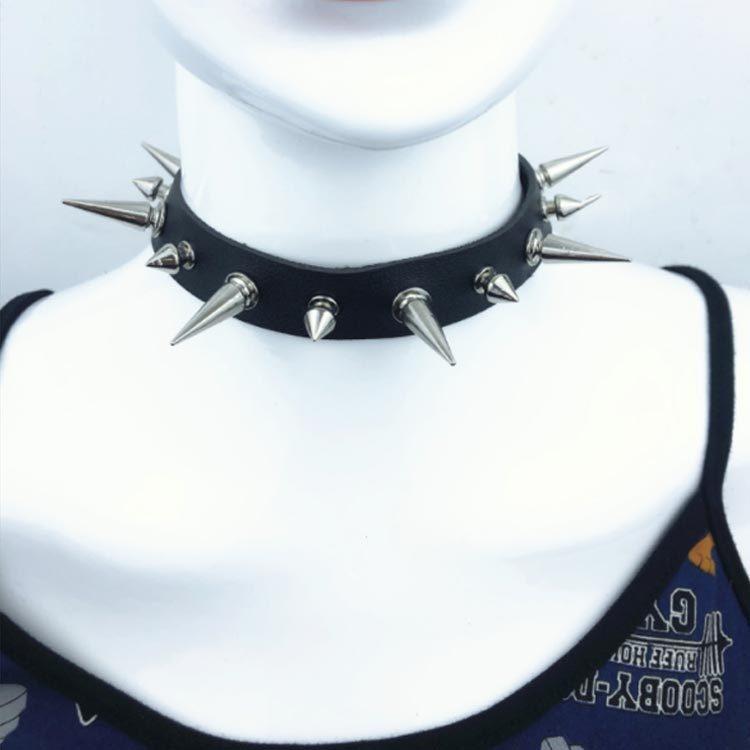 チョーカー メンズ 首輪 サイズ調整可能 スタッズ トゲトゲ レザー調