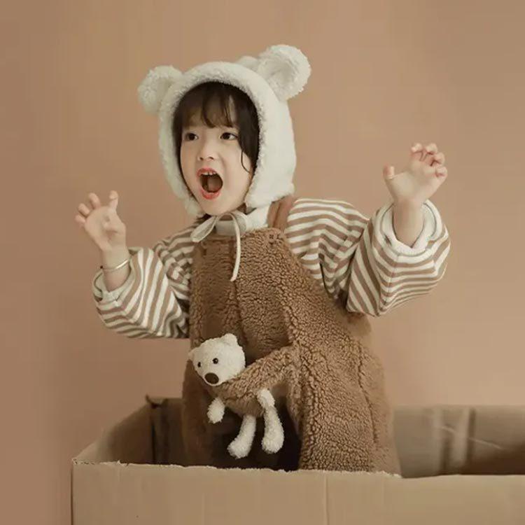 ⭐️ペット服　パーカー付きフリースサロペット⭐️ もこもこ 裏起毛 フリース 秋冬 秋 キッズ 男の子 女の子