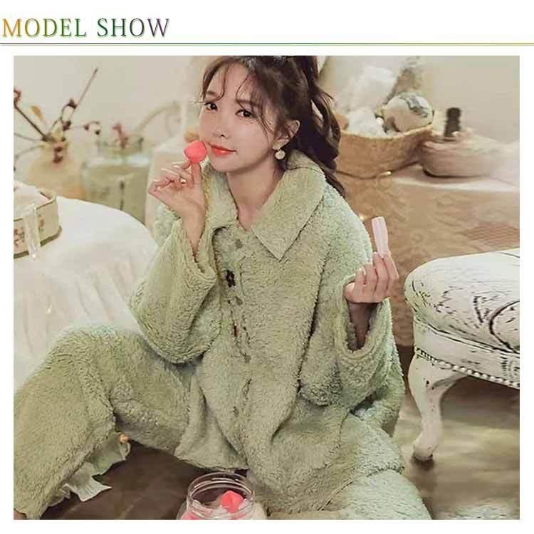 長袖 ルームウェア レディース フラワー パジャマ セットアップ 衿付き