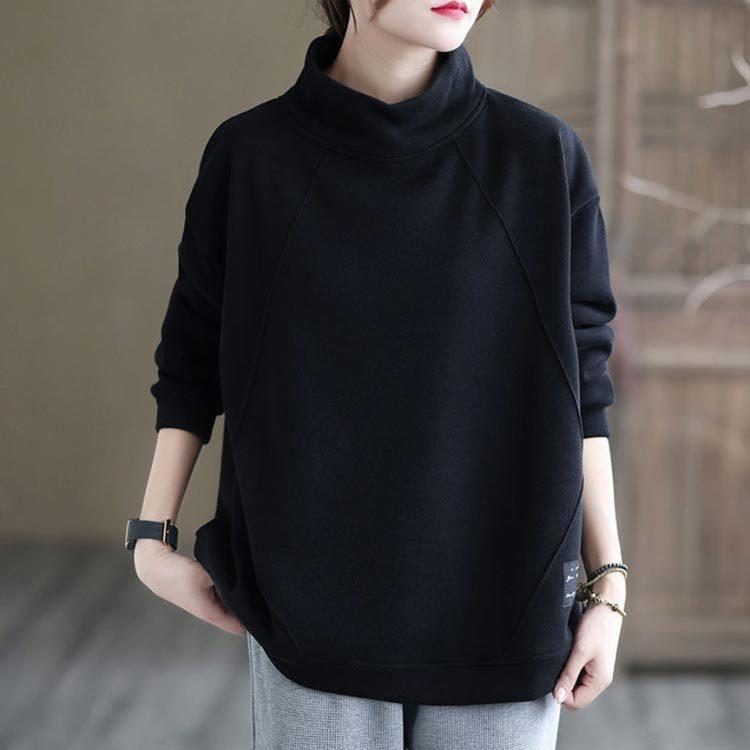 ふわふわ 裏起毛 トレーナー スウェット プルオーバー 長袖 ハイネック