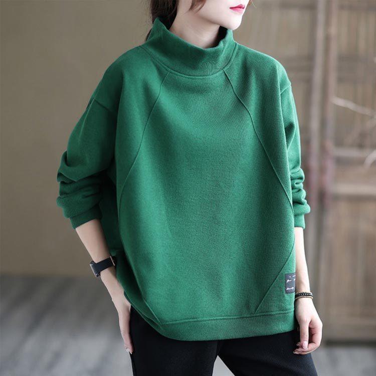 ふわふわ 裏起毛 トレーナー スウェット プルオーバー 長袖 ハイネック