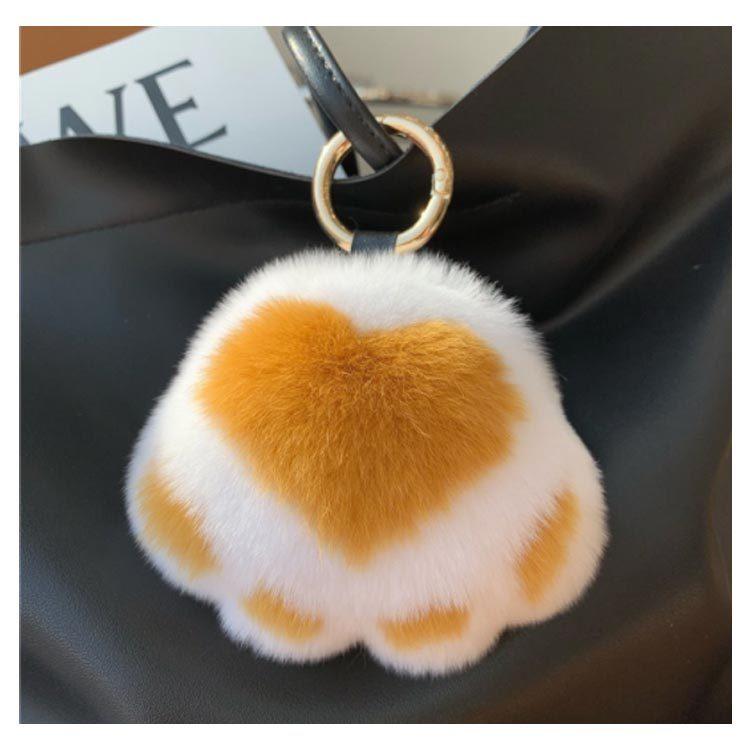 フェイクファー ギフト キーチェーン 肉球 ファーチャーム