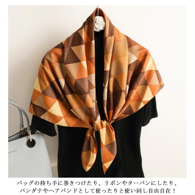 正方形 大判 スカーフ 90cm レディース ストール ヘアクセサリー