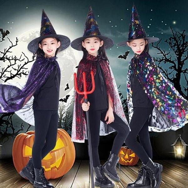引出物引出物ハロウィン コスプレ 子供 マント ハット 箔プリント ウィッチ 魔女 魔法使い コスチューム 女の子 男の子 キッズ 子ども かわいい 仮装 変装 その他のコスプレ衣装 ハロウィン 女の子 魔女ポンチョ コスチューム ピンク マント 110 a