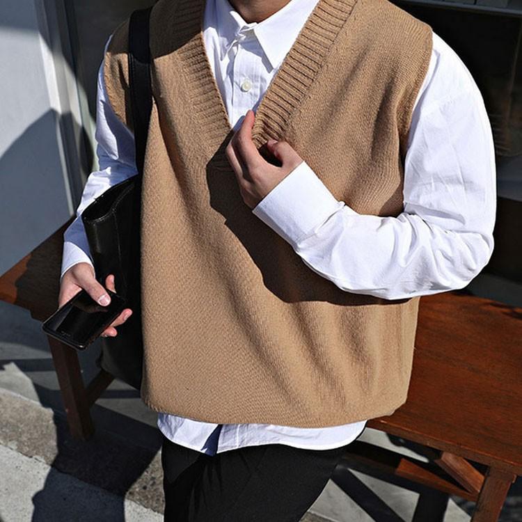 送料無料 ベスト ビッグシルエット ニットベスト メンズ Vネック チョッキ ベスト 無地 オーバーサイズ トップス お洒落 ブラック ベージュ グレ Fwm426 Elevenoneヤフー店 通販 Yahoo ショッピング